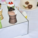 Silver Acrylic Cake Box Stand, Mirror Finish Display Box Pedestal Riser with Hollow Bottom