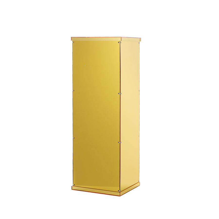 32" Gold Mirror Finish Acrylic Pedestal Risers - Display Boxes with Interchangeable Lid and Base#whtbkgd