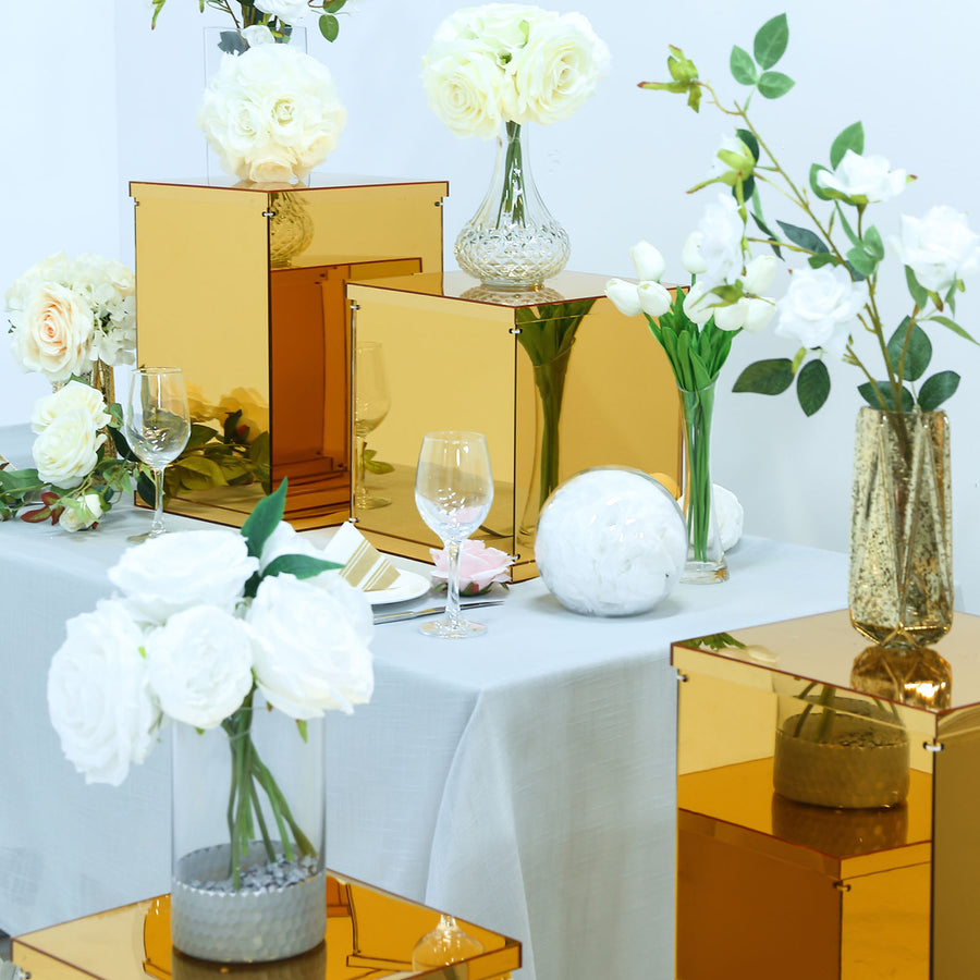 Gold Acrylic Pedestal Risers | Transparent Acrylic Display Boxes