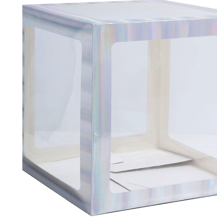 2pcs Transparent DIY Balloon Boxes, Baby Shower Party Decoration Boxes Iridescent Edges#whtbkgd