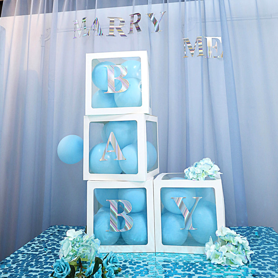 2pcs Transparent DIY Balloon Boxes, Baby Shower Party Decoration Boxes White Edges