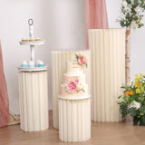 24inch Ivory Cylinder Display Column Stand, Pillar Pedestal Stand With Top Plate