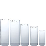 Set of 5 | Clear Acrylic Cylinder Plinth Pedestal Boxes, Pillar Display Prop Stands