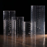 Set of 5 Clear Acrylic Cylinder Pedestal Stands
