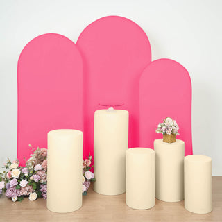 Enhance Your Event with Beige Cylinder Stretch Fitted Pedestal Pillar Prop Covers