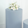 Set of 5 | Dusty Blue Cylinder Stretch Fitted Pedestal Pillar Prop Covers, Display Box Stand Covers