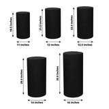 Set of 5 | Black Cylinder Stretch Fitted Pedestal Pillar Prop Covers, Display Box Stand Covers