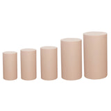 Set of 5 | Nude Cylinder Stretch Fitted Pedestal Pillar Prop Covers, Display Box Stand Covers