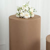 Set of 5 | Taupe Cylinder Stretch Fitted Pedestal Pillar Prop Covers, Display Box Stand Covers