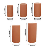 Set of 5 Terracotta (Rust) Cylinder Stretch Fitted Pedestal Pillar Prop Covers