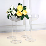 4 Pack | 17.5" Long Stem Martini Flower Vase Clear Plastic Centerpieces