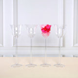 4 Pack | 18" Cup Flower Fillable Stem Clear Plastic Centerpiece Vases