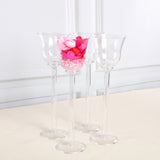 4 Pack | 18" Cup Flower Fillable Stem Clear Plastic Centerpiece Vases