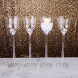 4 Pack | 18" Cup Flower Fillable Stem Clear Plastic Centerpiece Vases