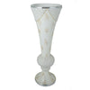 43” Large Pearls Embellished White Trumpet Vase With Mirror Mosaic Decoration#whtbkgd