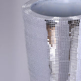 32 inch Silver Polystone Trumpet Floor Mirrored Mosaic Vases