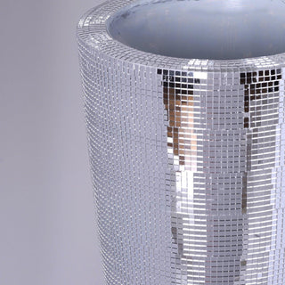 Create a Captivating Atmosphere with the Silver Polystone Mirror Mosaic Pedestal Trumpet Floor Vase