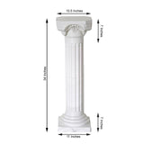 4 Pack | 34inch Tall | White PVC | Height Adjustable Roman Inspired | Pedestal Column Plant Stand