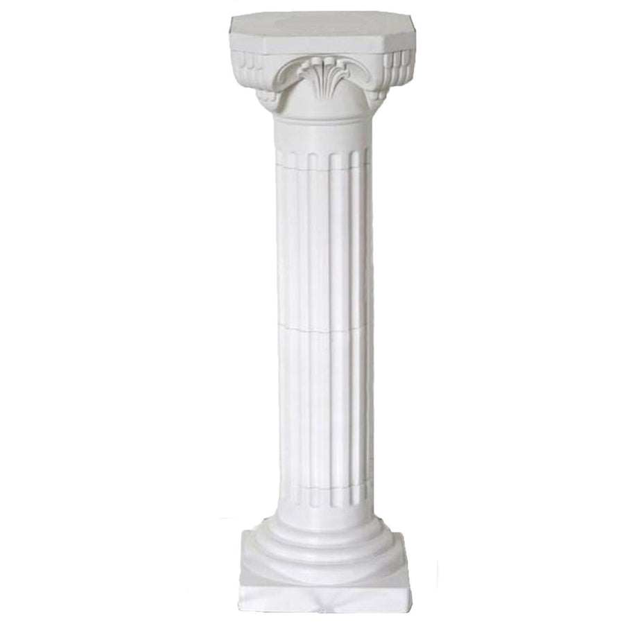 4 Pack | 34" White Height Adjustable Empirical Roman Inspired Pedestal Column Plant Stand - PVC #whtbkgd
