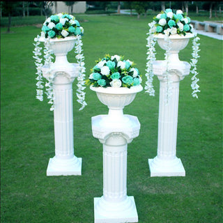 Enhance Your Event Decor with the White Height Adjustable Empirical Roman Inspired Pedestal Column Plant Stand