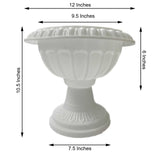 4 Pack | 11 inch Tall | Off White PVC | Crafted All Weather Roman Inspired | Pedestal Column Flower Plant Stand Pot