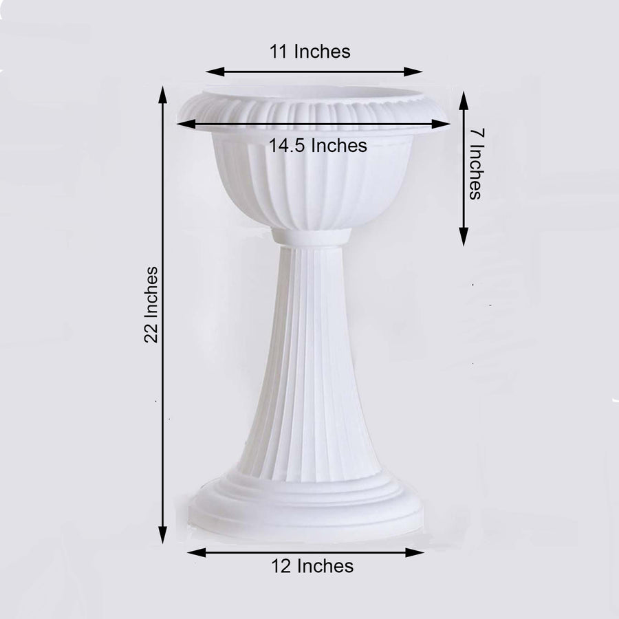 4 Pack | 22inch Tall White PVC Classic Italian Inspired Pedestal Column Flower Plant Stand Pot