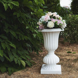 2 Pack | 20inch PVC Urn Planter, Floral Pedestal Flower Pot White Plant Stand
