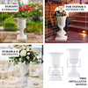 2 Pack | 20" PVC Urn Planter, Floral Pedestal Flower Pot White Plant Stand