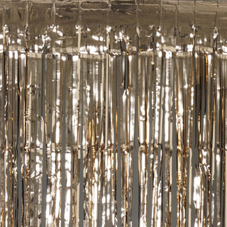 Add a Touch of Elegance with the 8ft Champagne Metallic Tinsel Foil Fringe Doorway Curtain