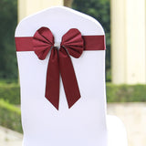 5 Pack | Burgundy | Reversible Chair Sashes with Buckle | Double Sided Pre-tied Bow Tie Chair Bands | Satin & Faux Leather