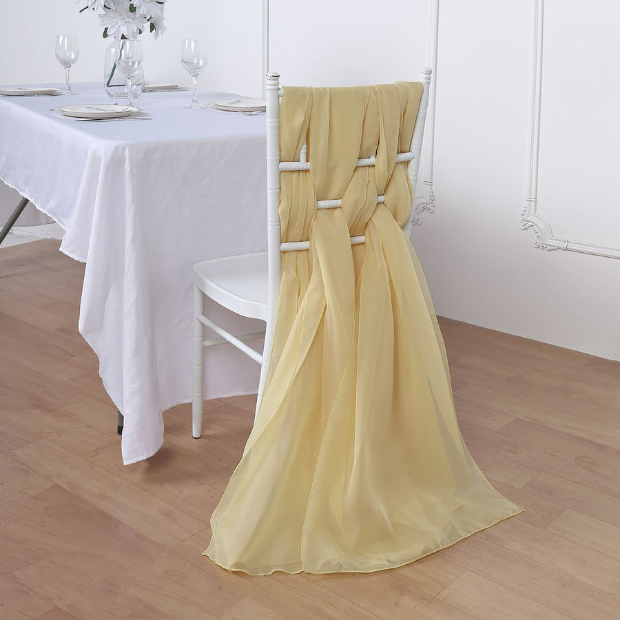 5 Pack | 22x78 inches Champagne DIY Premium Designer Chiffon Chair Sash