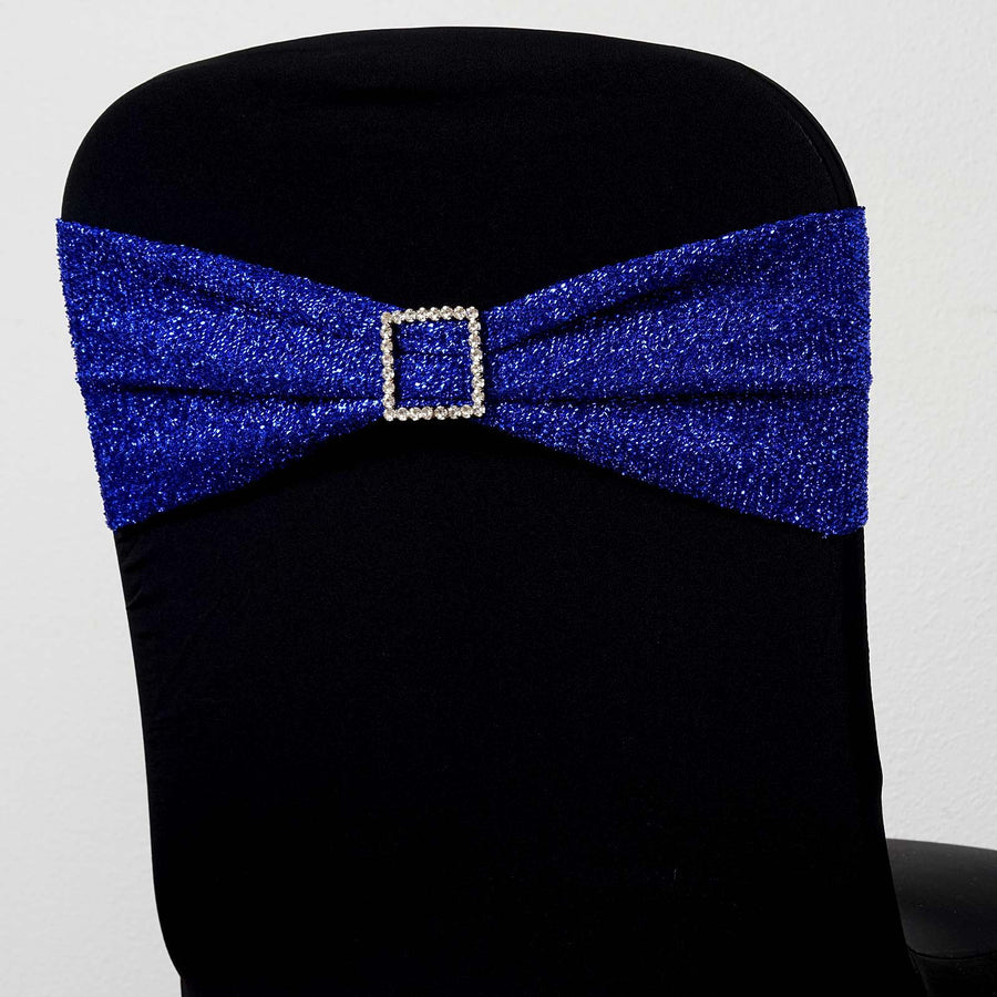 5 Pack | Royal Blue Metallic Shimmer Tinsel Spandex Chair Sashes