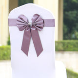 5 Pack | Amethyst | Reversible Chair Sashes with Buckle | Double Sided Pre-tied Bow Tie Chair Bands | Satin & Faux Leather