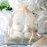 10 Pack | 3inch Peach Organza Drawstring Wedding Party Favor Gift Bags