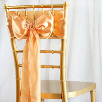 5 Pack | 6"x106" Peach Satin Chair Sashes