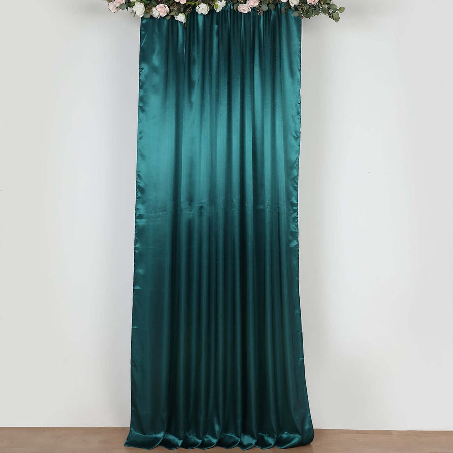 8ftx10ft Peacock Teal Satin Event Photo Backdrop Curtain Panel, Window Drape With Rod Pocket