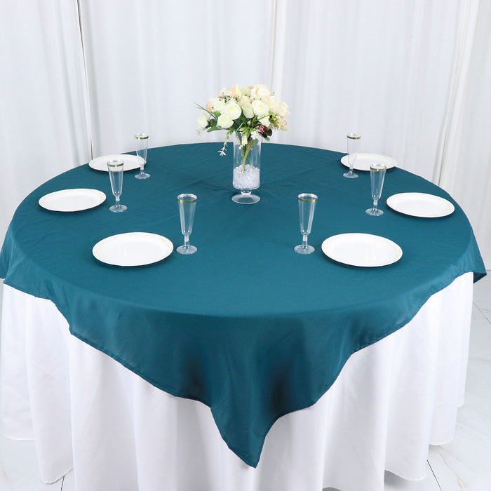 54inch Peacock Teal Polyester Square Table Overlay