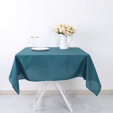 54"x54" Peacock Teal Seamless Polyester Square Tablecloth