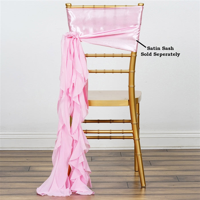 Chiffon Pink Curly Willow Chair Sashes
