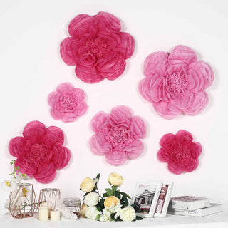 Add a Pop of Pink to Your Space with Pink / Fuchsia Giant Peony 3D Paper Flowers Wall Decor