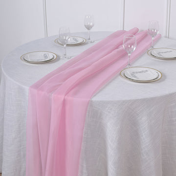 6ft Pink Premium Chiffon Table Runner
