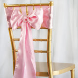 5pcs Pink SATIN Chair Sashes Tie Bows Catering Wedding Party Decorations - 6x106"