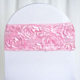 Pink Satin Rosette Spandex Stretch Chair Sashes