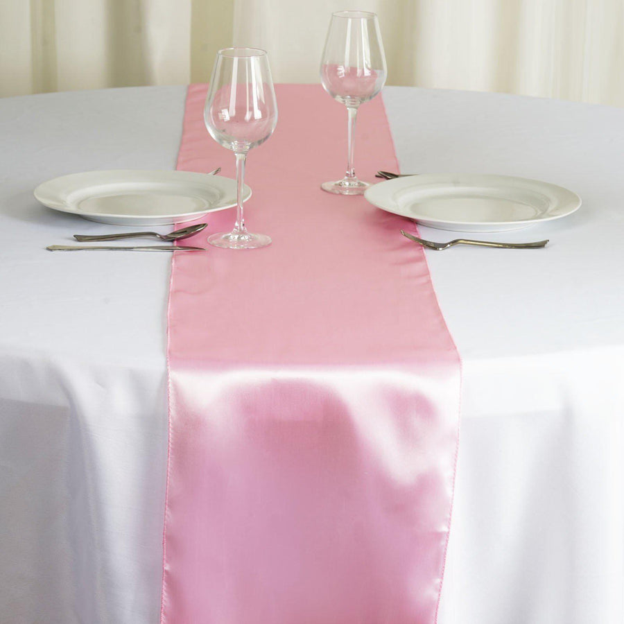 12"x108" Pink Satin Table Runner#whtbkgd