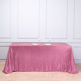 90 inch x 132 inch Pink Premium Sequin Rectangle Tablecloth
