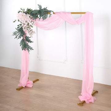 18ft Pink Sheer Organza Wedding Arch Drapery Fabric, Window Scarf Valance