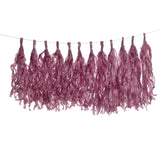 12 Pack | Pre-Tied Eggplant Tissue Paper Tassel Garland With String, Hanging Fringe Party Streamer Backdrop Decor