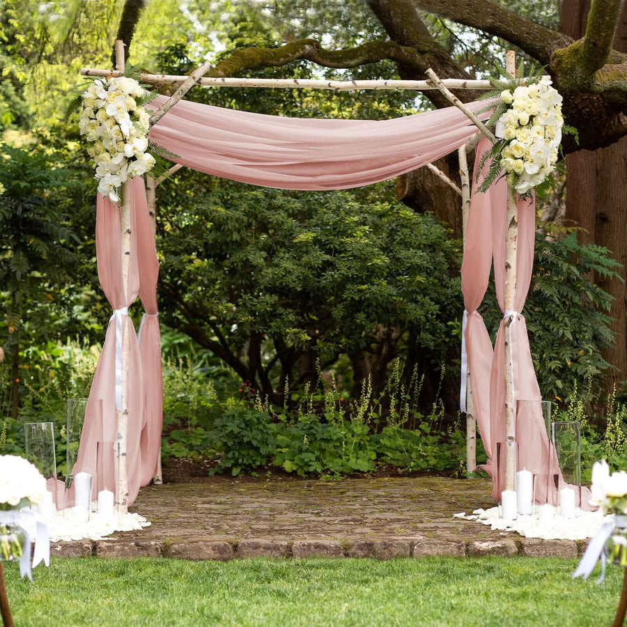 5ftx14ft Premium Dusty Rose Chiffon Curtain Panel, Backdrop Ceiling Drapery With Rod Pocket