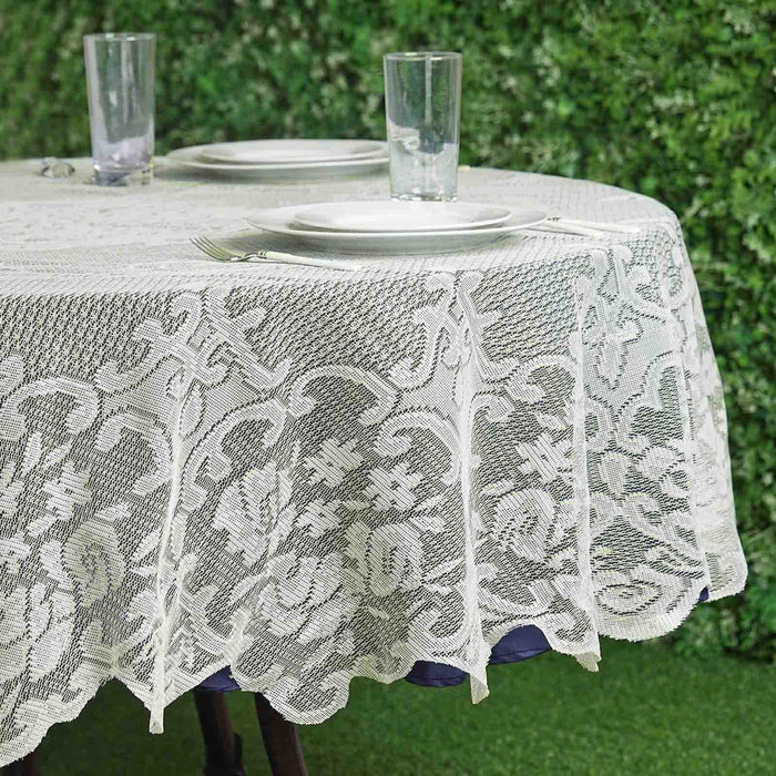 70inch Premium Lace Ivory Round Tablecloth