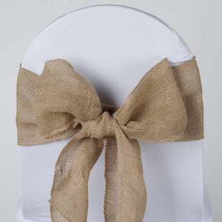 Premium Natural Rustic Burlap Jute Chair Sash - Add a Touch of Rustic Elegance to Your Event